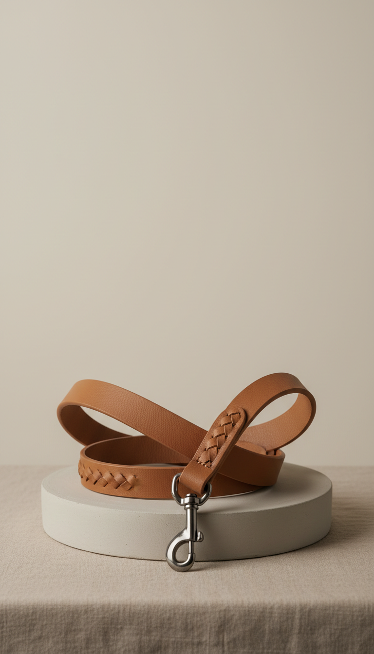 Vegan leather leash with matte hardware