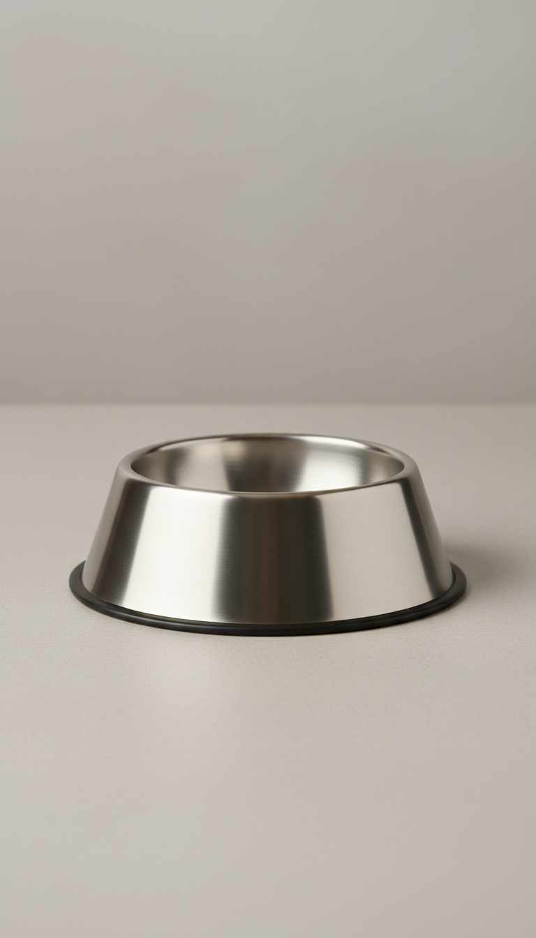 Brushed stainless steel food bowl